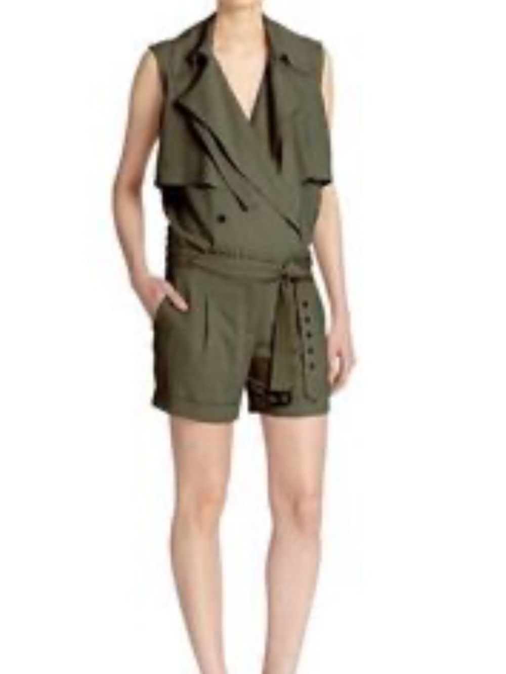 Haute Hippie BEIGE Safari Trench Romper / Shorts Jumpsuit, Sz Sm